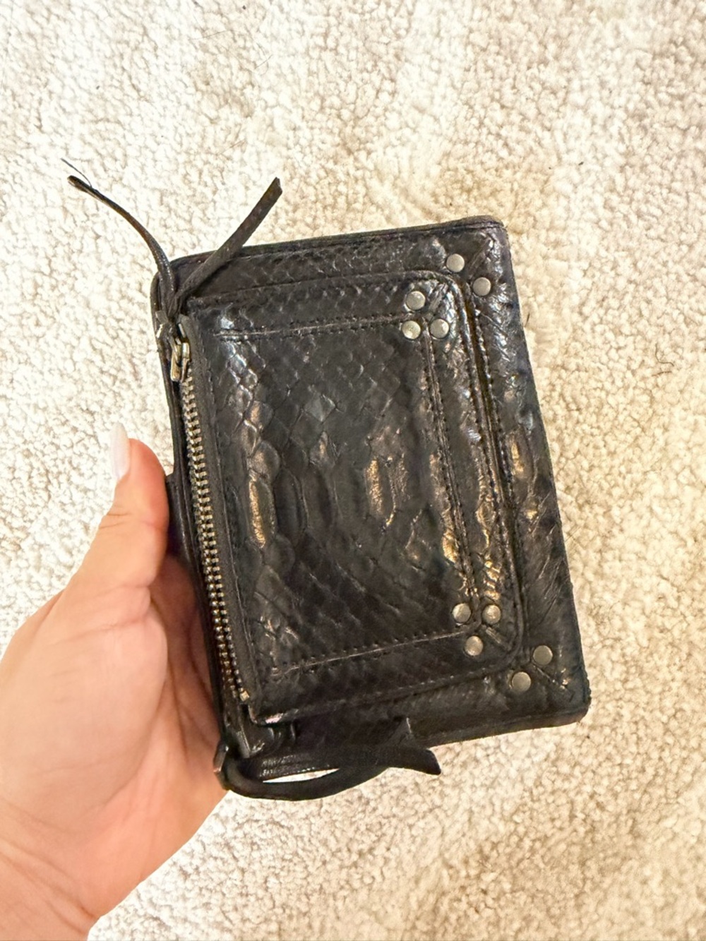 Black Textured Snap Wallet - Picture 2 of 7